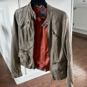 Olive green faux leather jacket